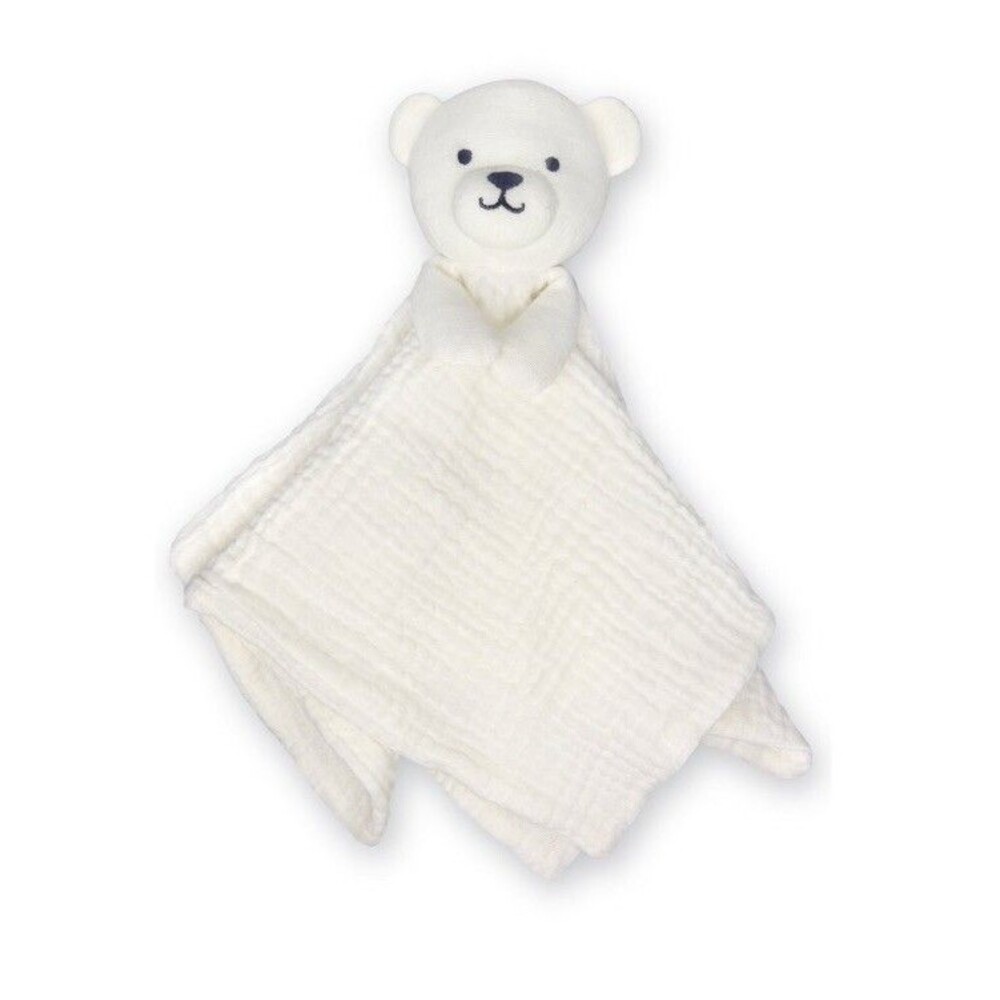 Carters Child of Mine Small White Cotton Muslin Bear Security Blanket Lovey NEW